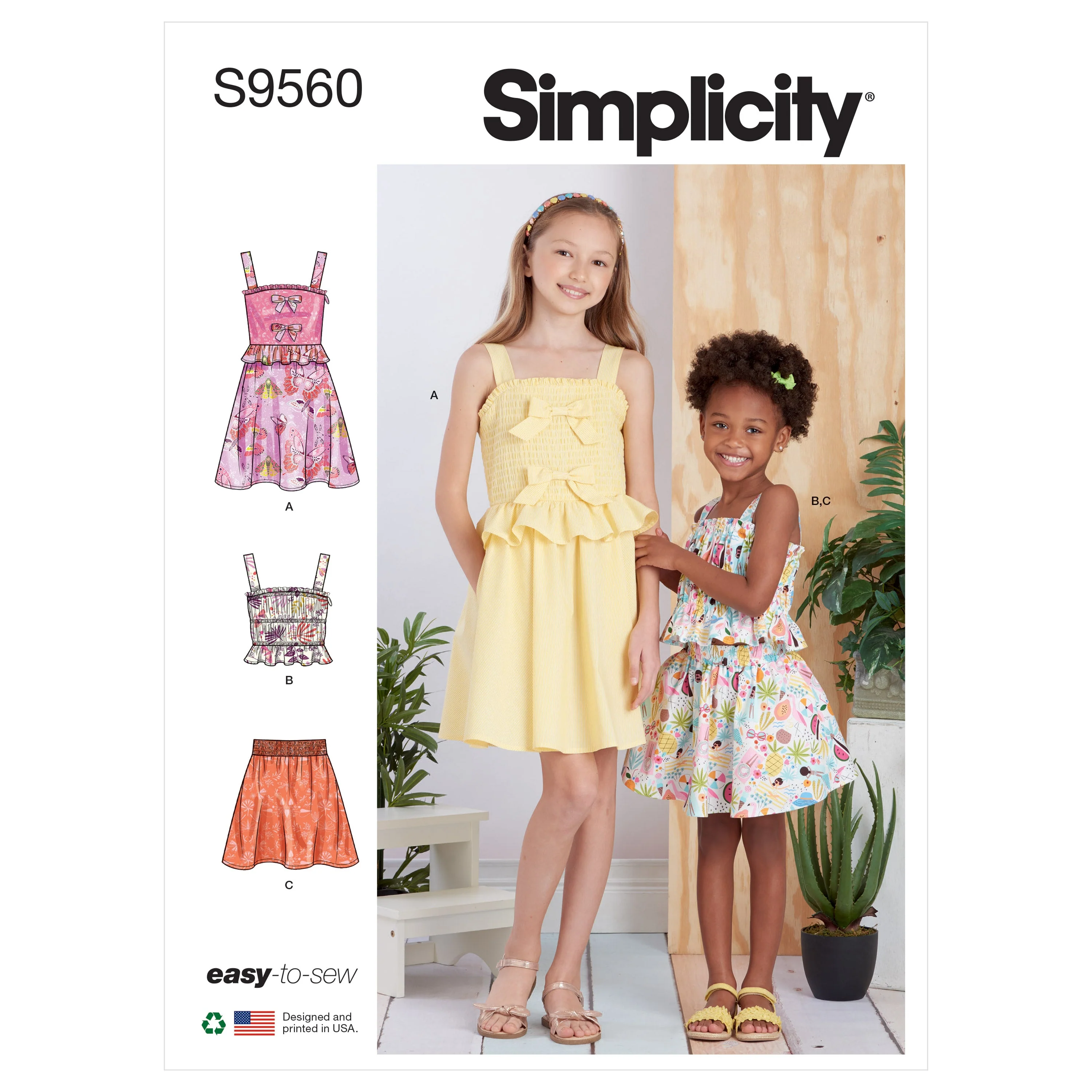 Simplicity Pattern 9560 Child/Girl Dress, Top, Skirt