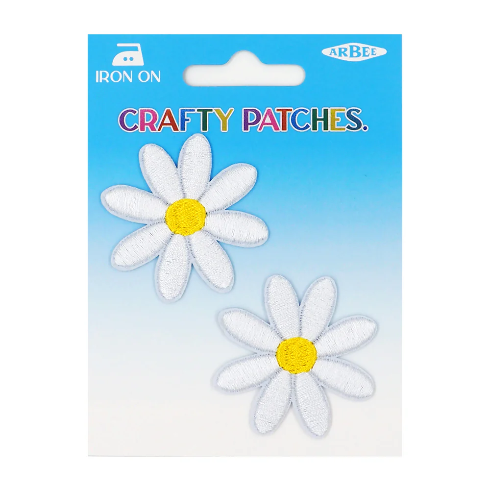 Arbee Crafty Patch, Large White Daisy- 2pc