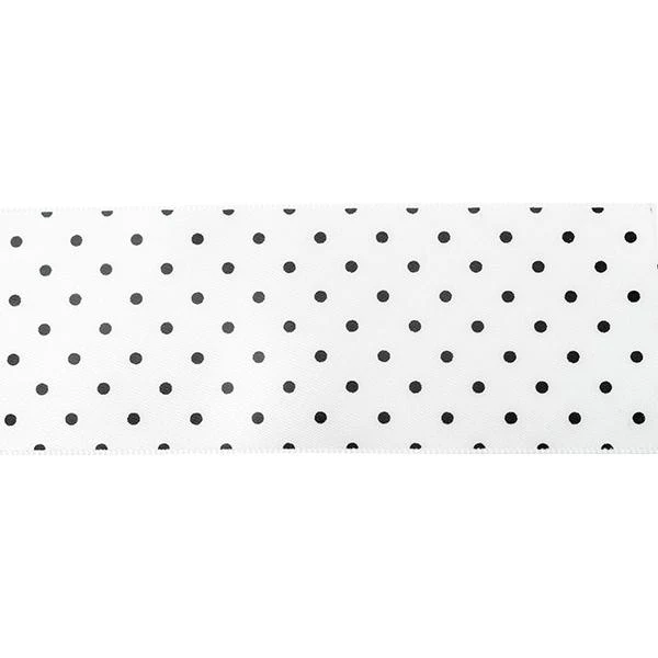 Makr Ribbon, Small Dots White Satin- 38mmx3.6m