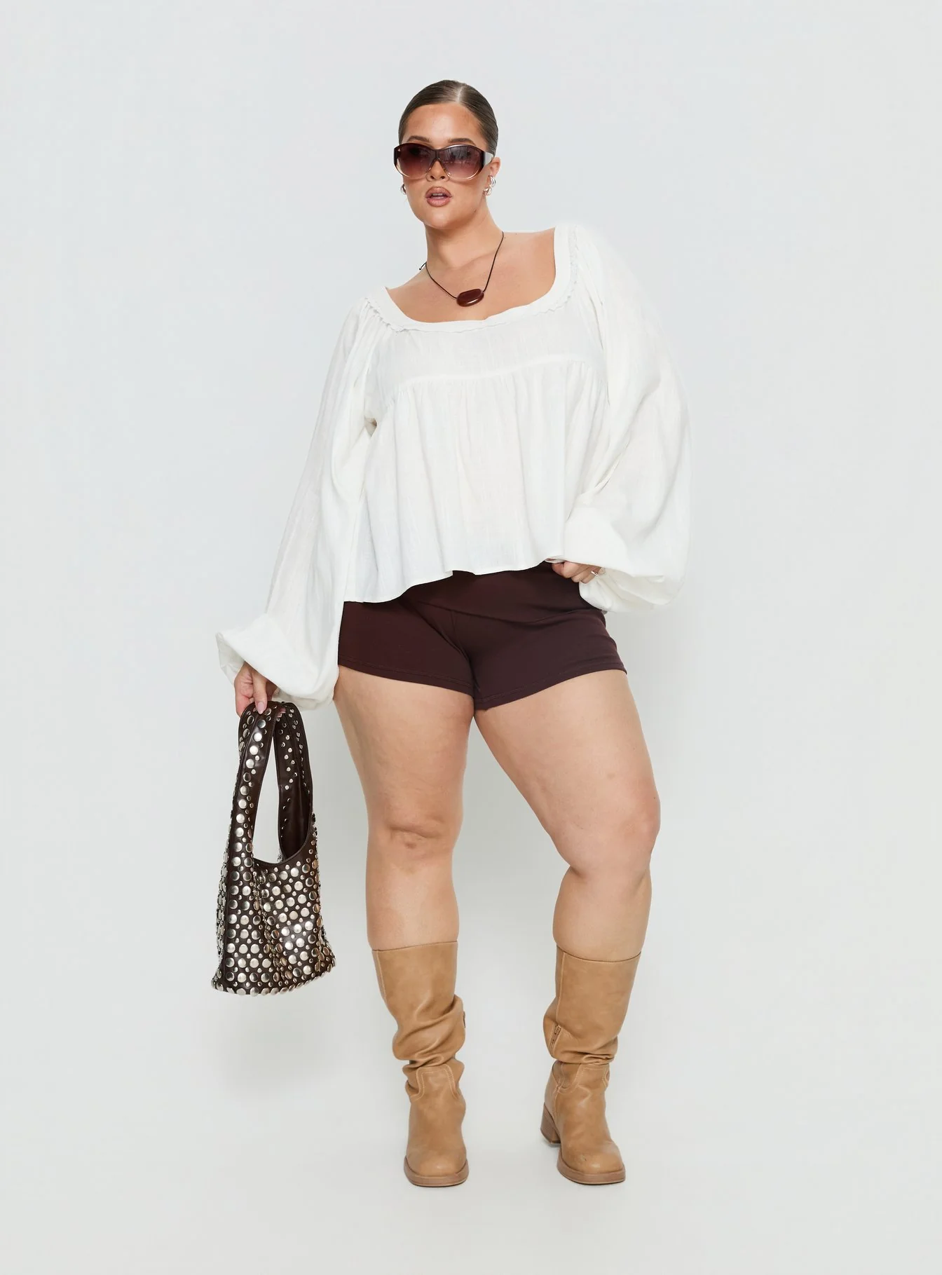 Benjie Long Sleeve Top White Curve
