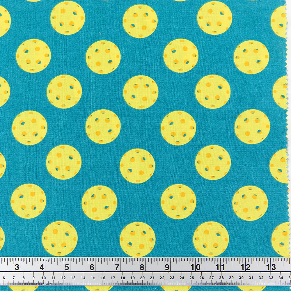 Print Craft & Quilting Fabric, Pickleball On Teal- Width 110cm