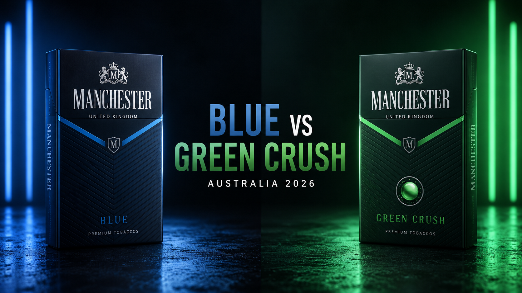 Manchester Blue and Green Crush Compared in Australia: Standard or Menthol Capsule?