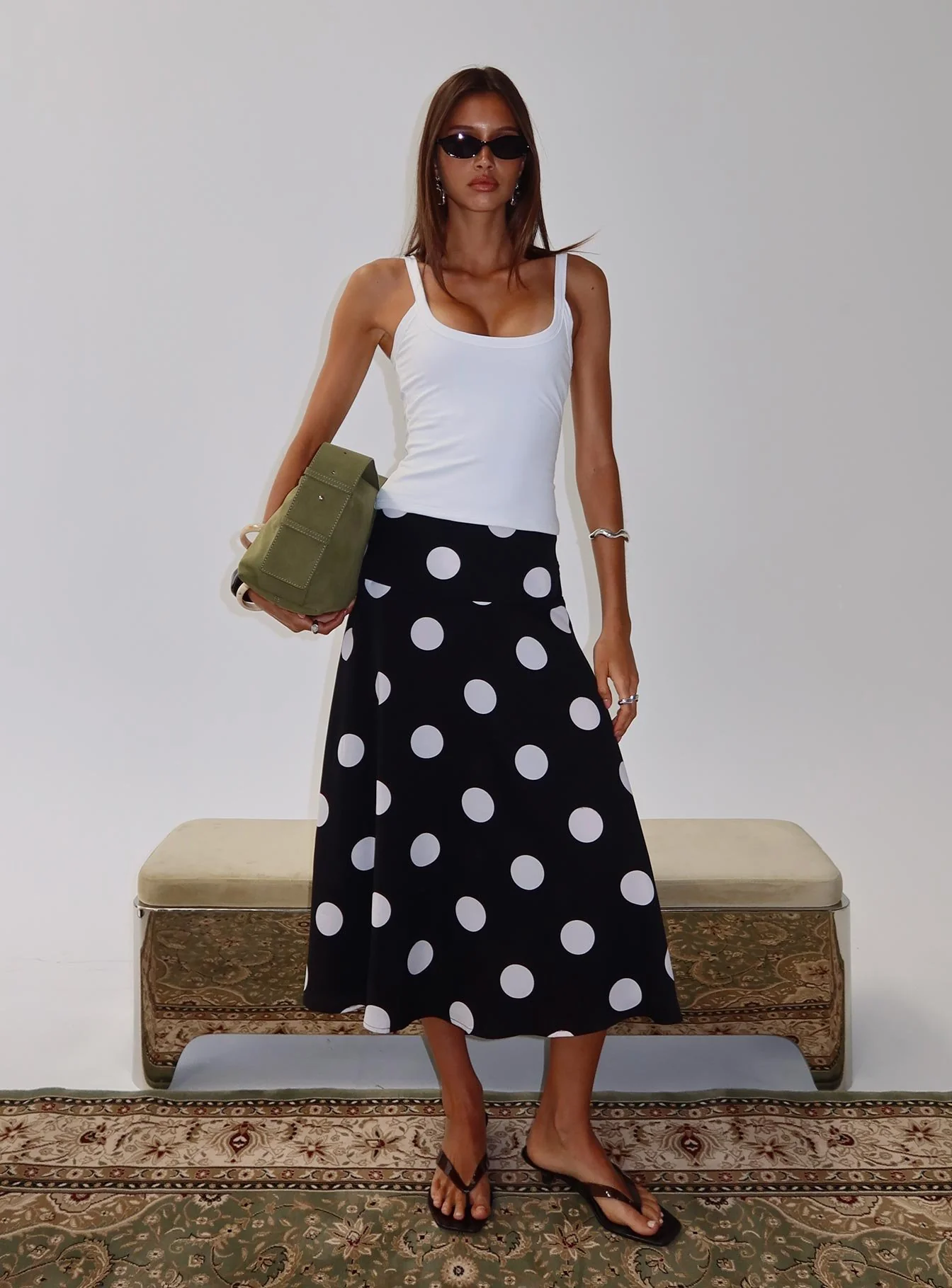 Picture It Midi Skirt Black Polka Dot