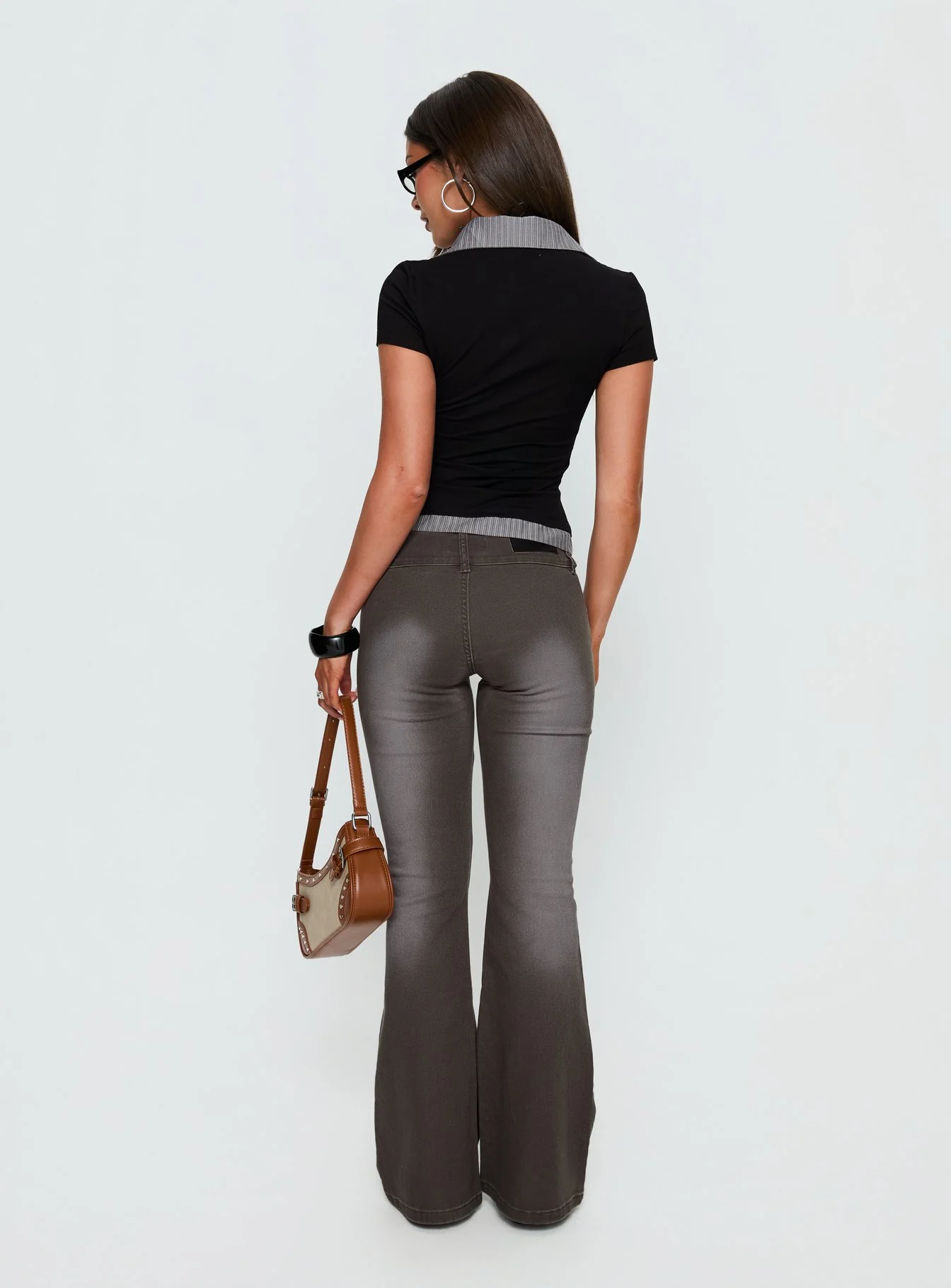 Romea Low Waist Bootleg Jeans Dark Grey