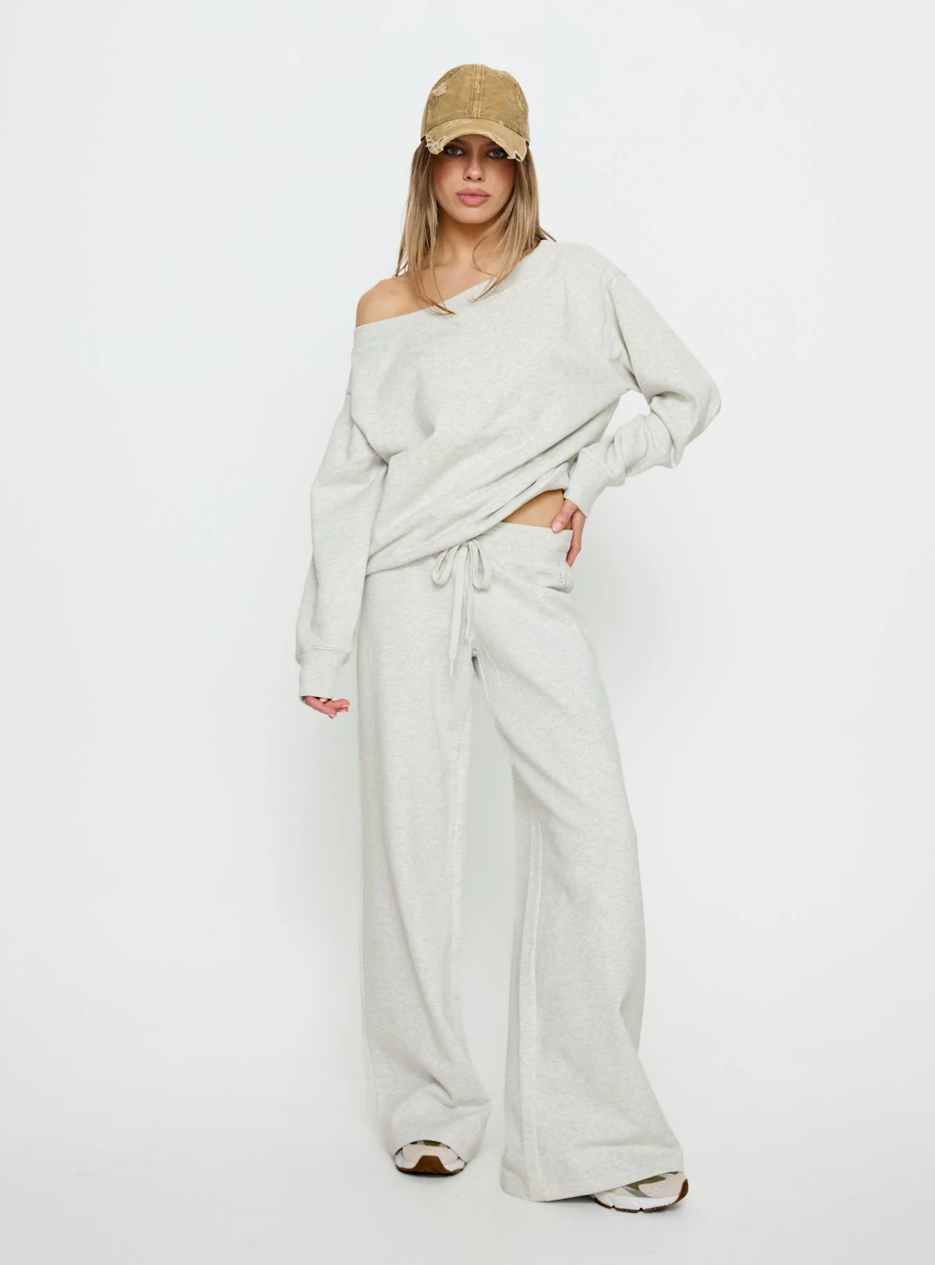 Dodie Wide Leg Pants Grey Marle