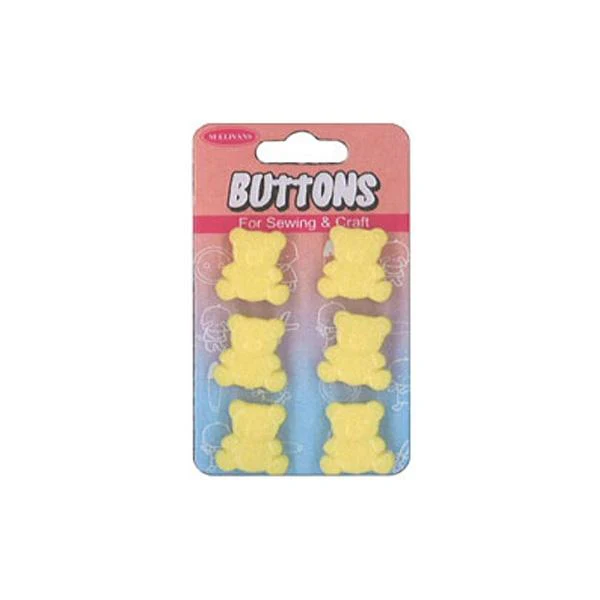 Sullivans Plastic Button, Yellow Bear