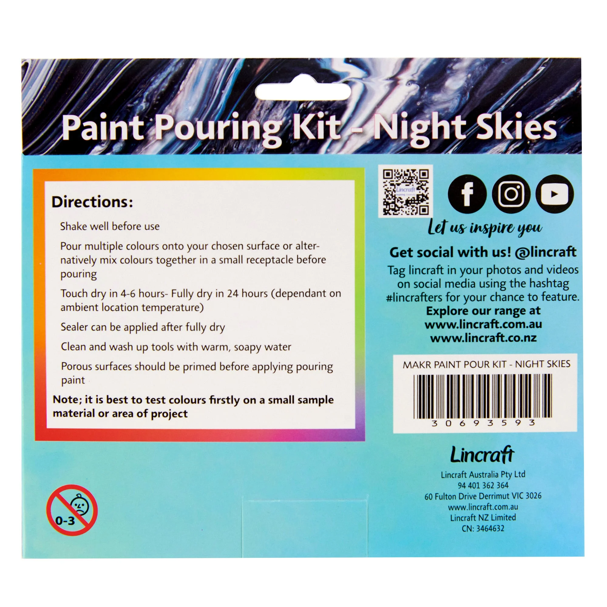 Makr Paint Pour Kit Pk4  Night Skies, Black, Blue, White, Grey