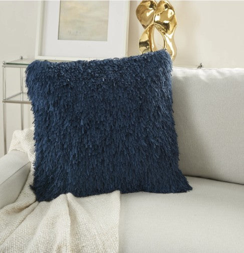 Mina Victory Shaggy Cushion, Navy- 50.8cmx50.8cm