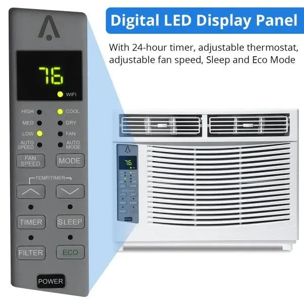 Kompaktowa klimatyzacja okienna o mocy 6000 BTU – 115 V~, zmywalny filtr, idealna do małych pomieszczeń (≤ 23 m²)
