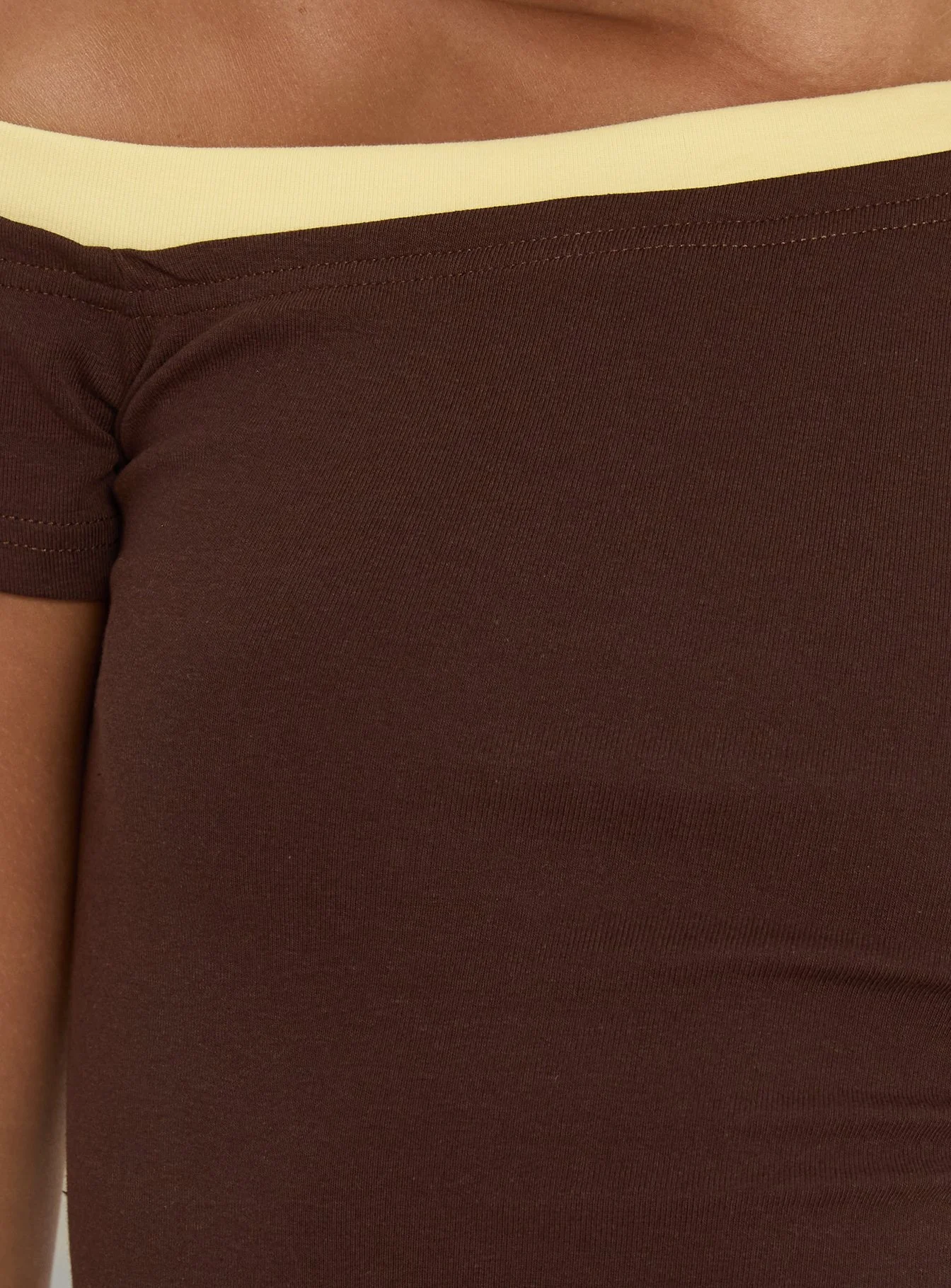 Eustace Off Shoulder Asymmetrical Top Brown / Yellow