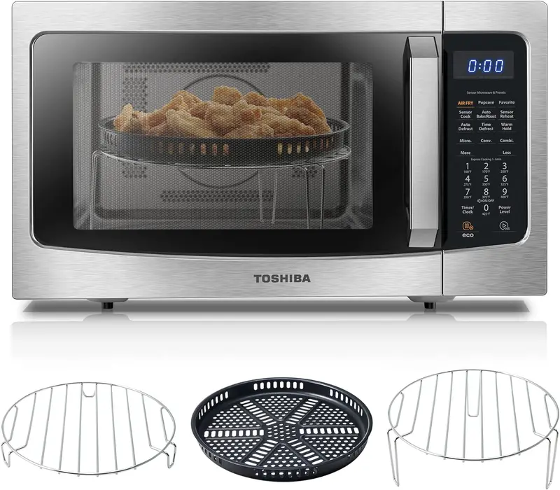 Kuchenka mikrofalowa Toshiba ML-EC42P(SS) 4 w 1 — konwekcja, frytkownica powietrzna, funkcja inteligentnego czujnika, 42 litry, wykończenie w kolorze srebrnym