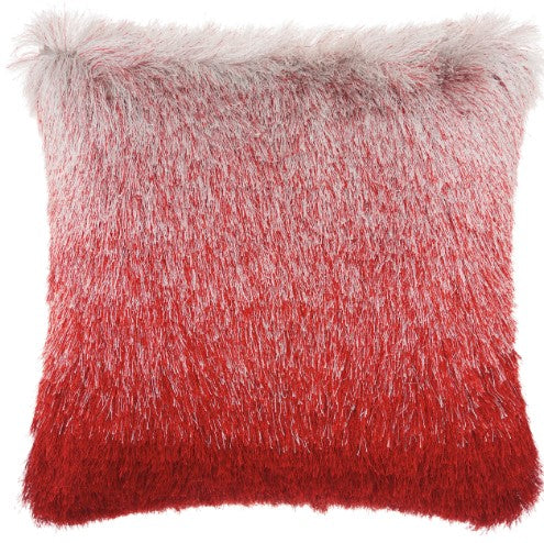 Mina Victory Shaggy Cushion, Red Silver- 50.8cmx50.8cm