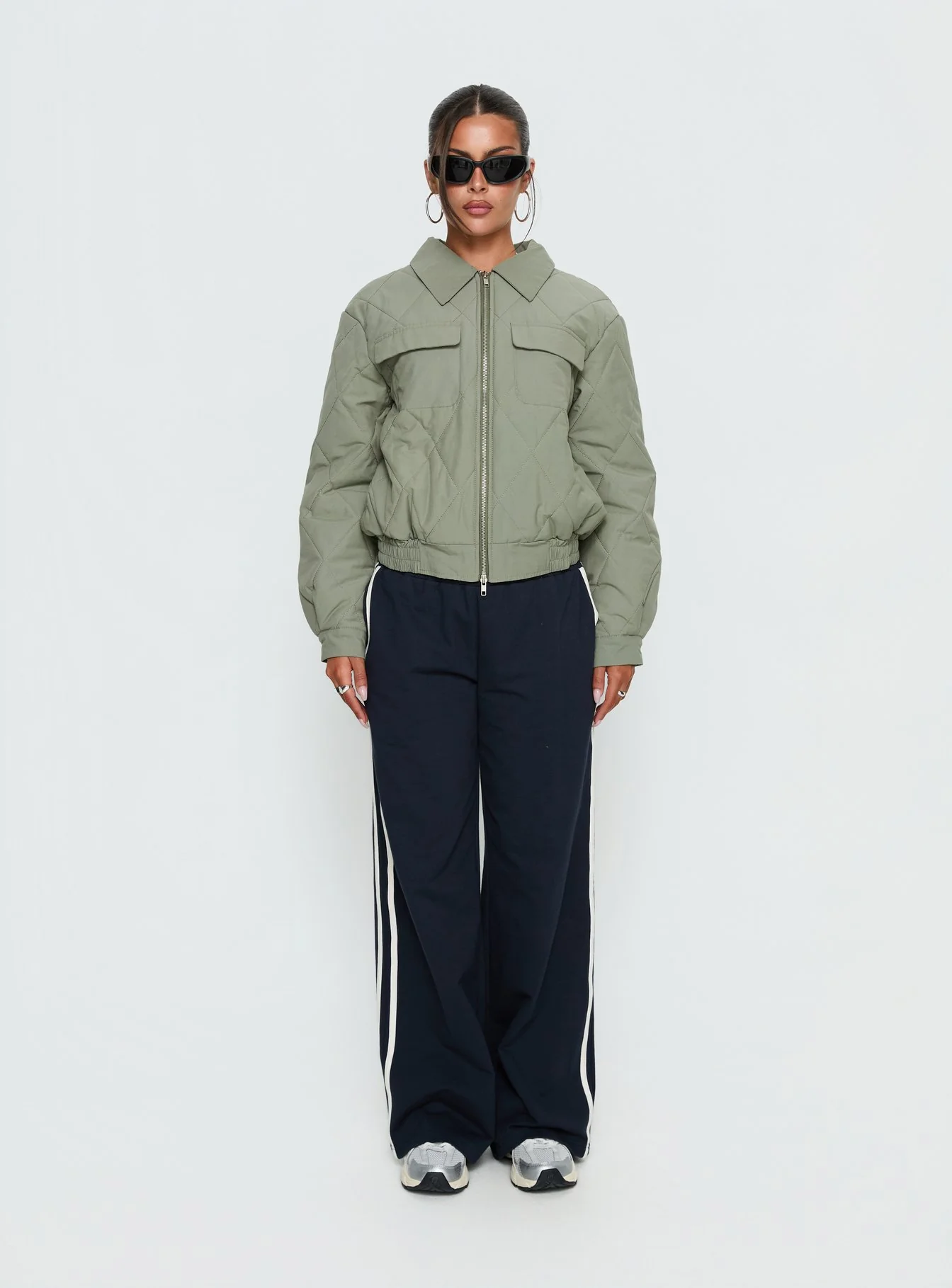 Denvar Quilted Bomber Jacket Green