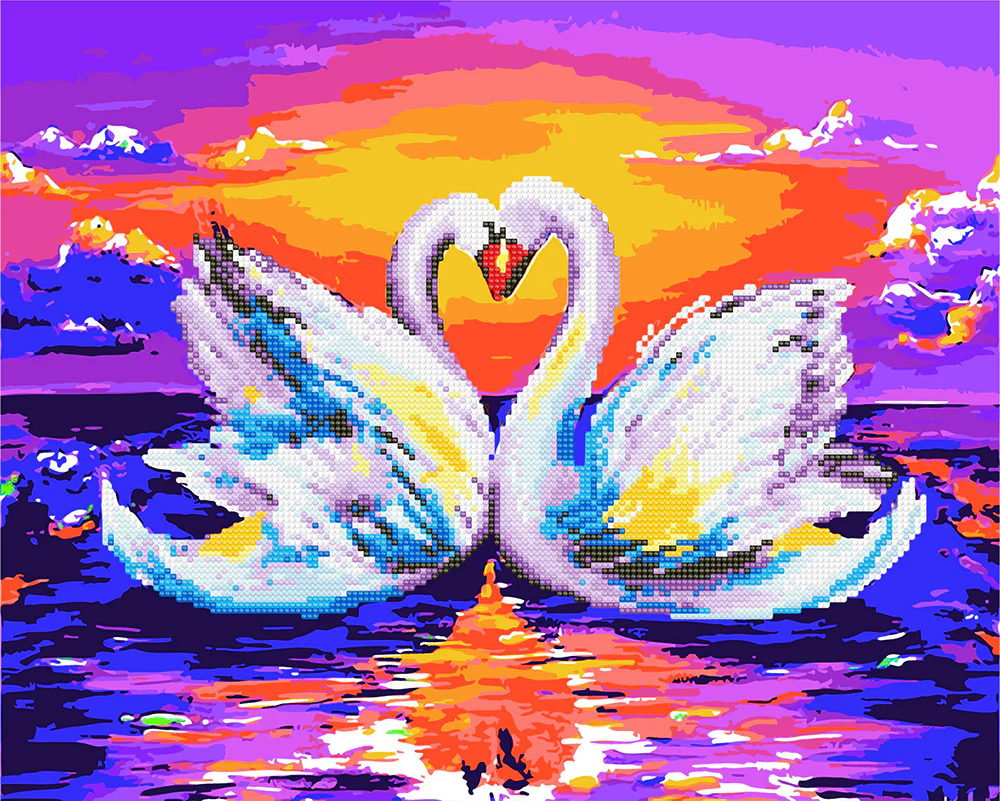 Makr Diamond Art & Paint Set, Swan Birds- 47cmx57cm