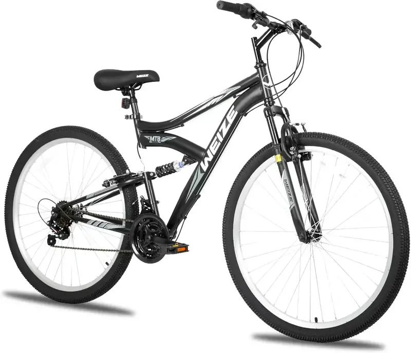 Rower górski hybrydowy WEIZE 26″ / 27,5″ — 18-biegowy rower terenowy z pełnym zawieszeniem i ramą ze stali węglowej wysokiej jakości