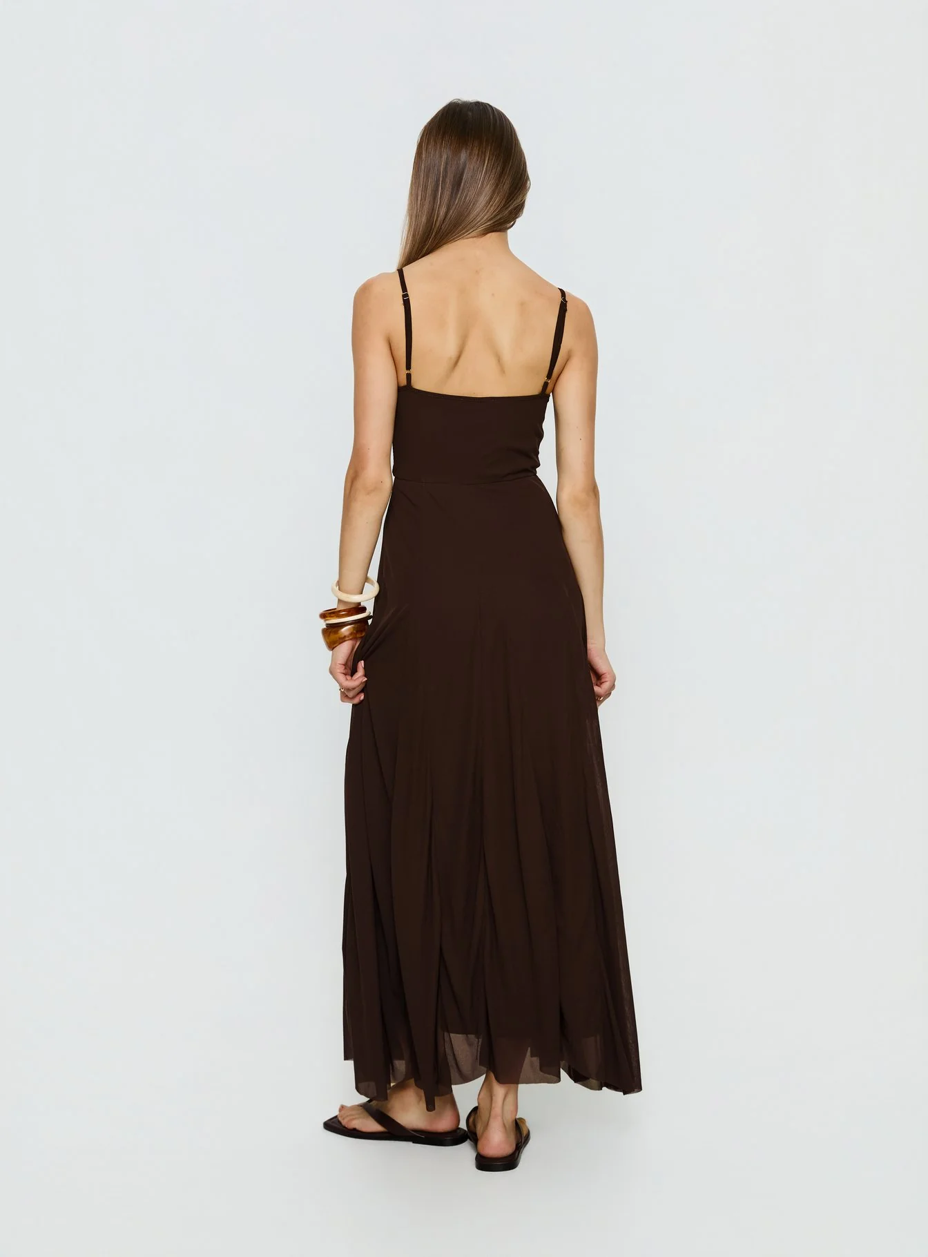 Janeira Pleat Maxi Dress Chocolate