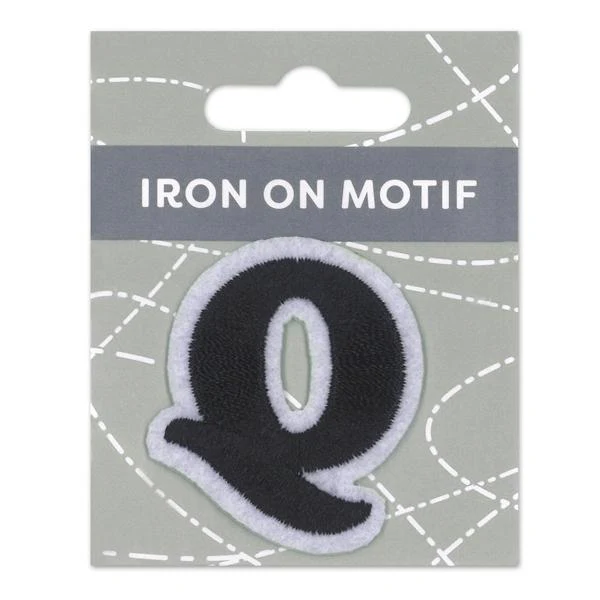 Sullivans Iron On Motif, Black Q- 35mm