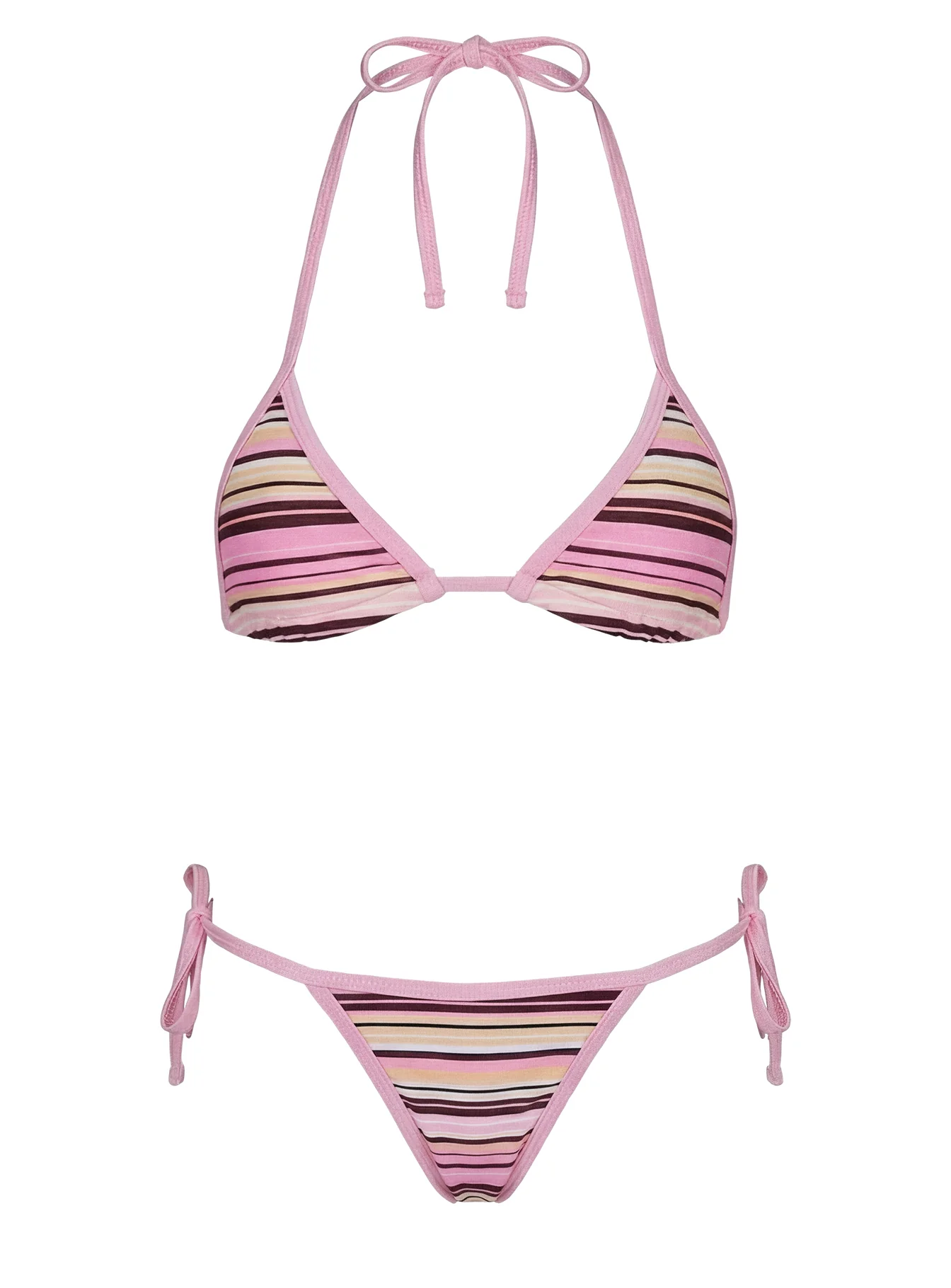 Blaylock Triangle Bikini Top Pink / Yellow Stripe