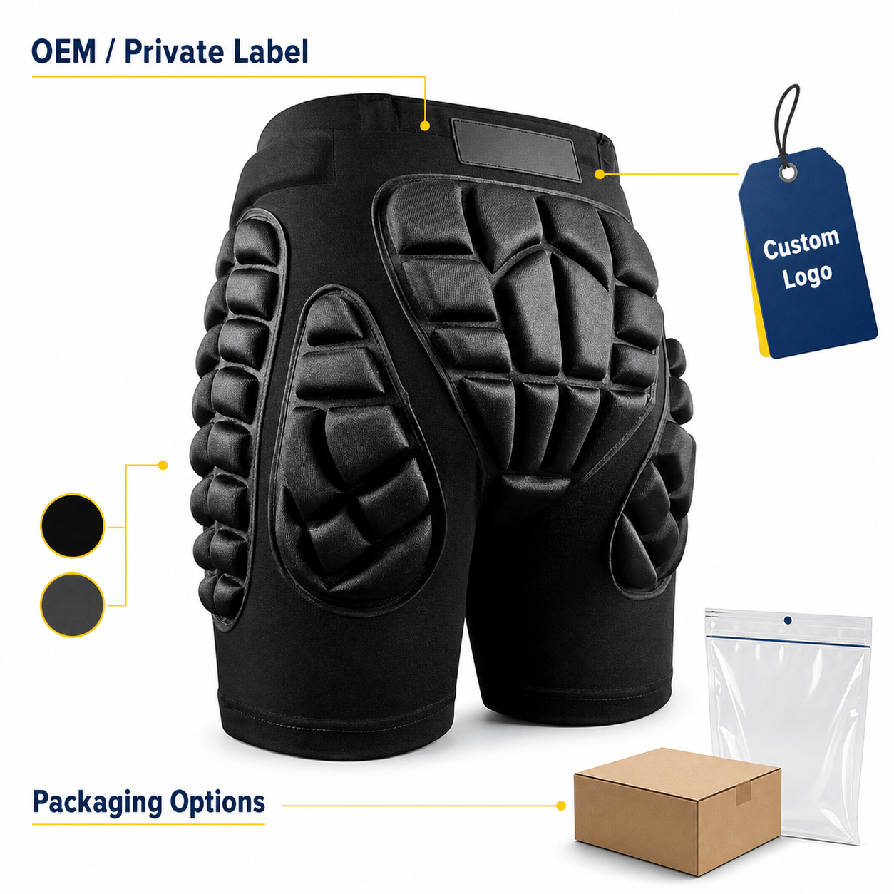 Ski Snowboard Padded Protective Shorts EVA Hip Butt Tailbone Guard