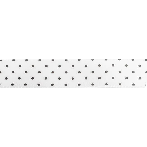 Makr Ribbon, Small Dots White Satin- 16mmx4.5m