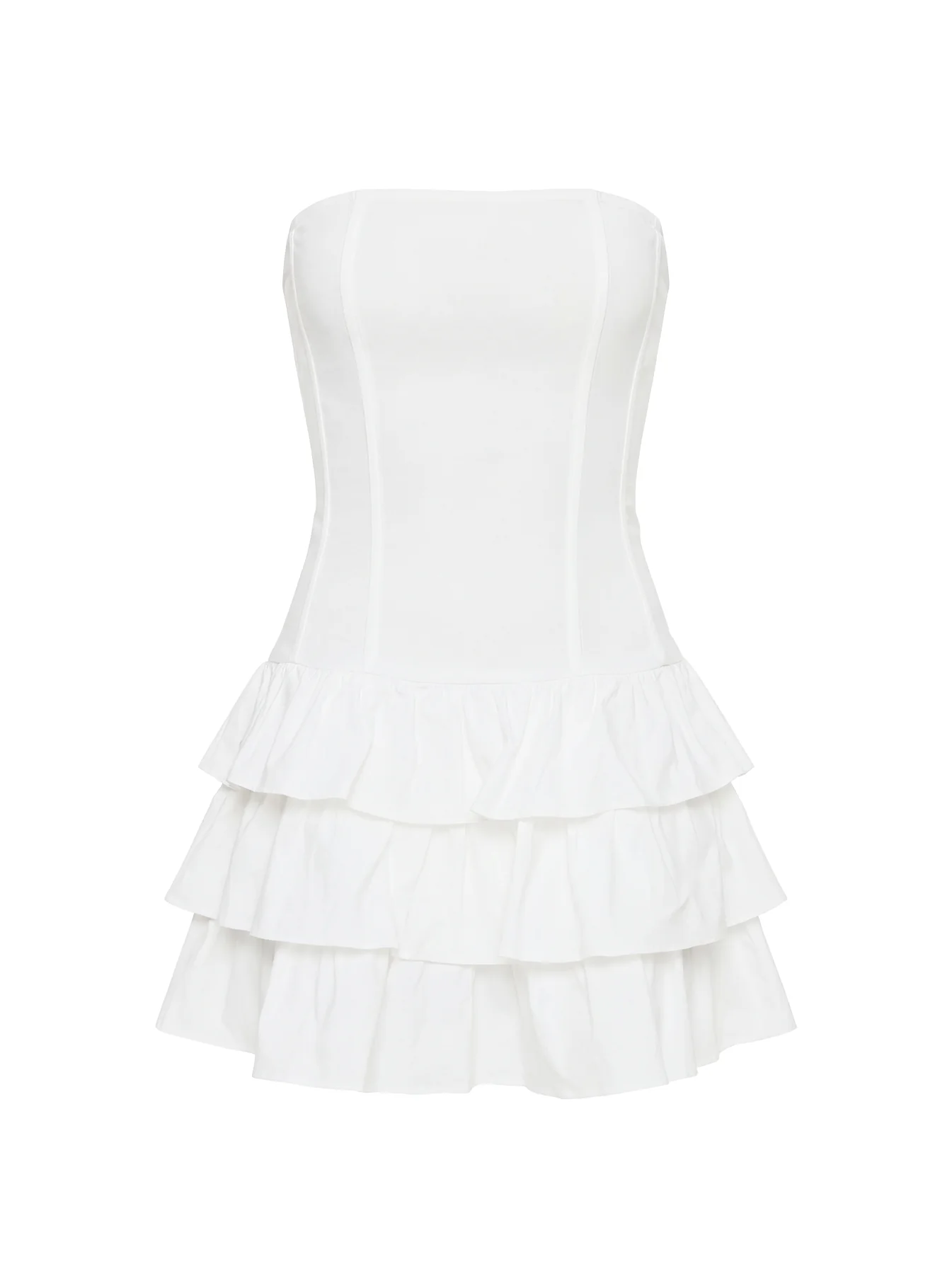 Valentia Tiered Mini Dress White