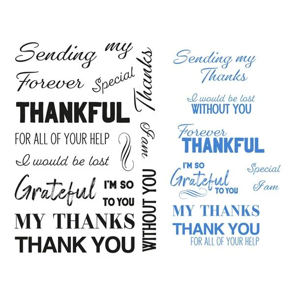 Sentiment Stamp Set, My Thanks- 16pc