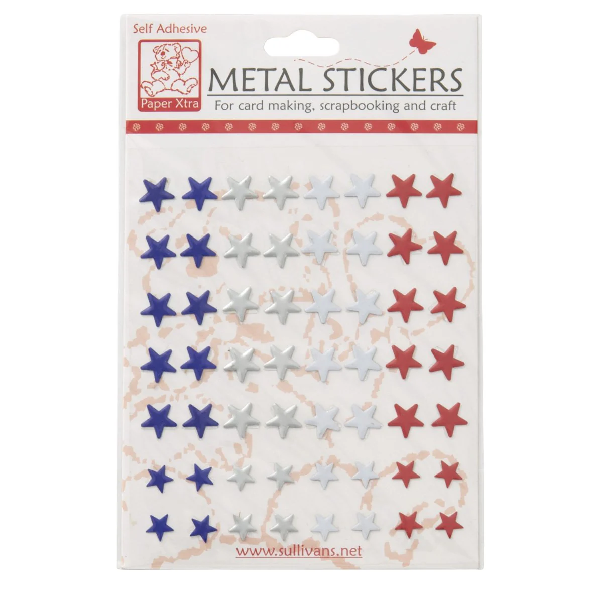 Sullivans Metal Star Stickers, Red/White/Blue