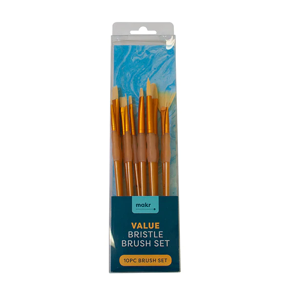 Makr Art Bristle Brush Set, Gold- 10pc