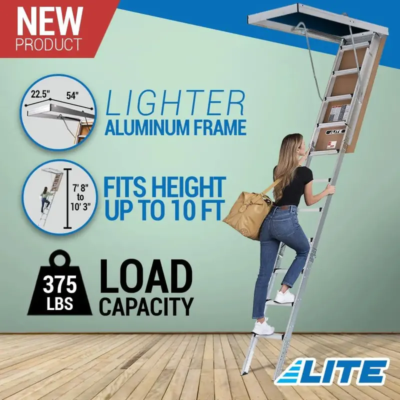 Schody strychowe aluminiowe LITE o długości 3 metrów – klasyfikacja użytkowa IAA, udźwig 170 kg