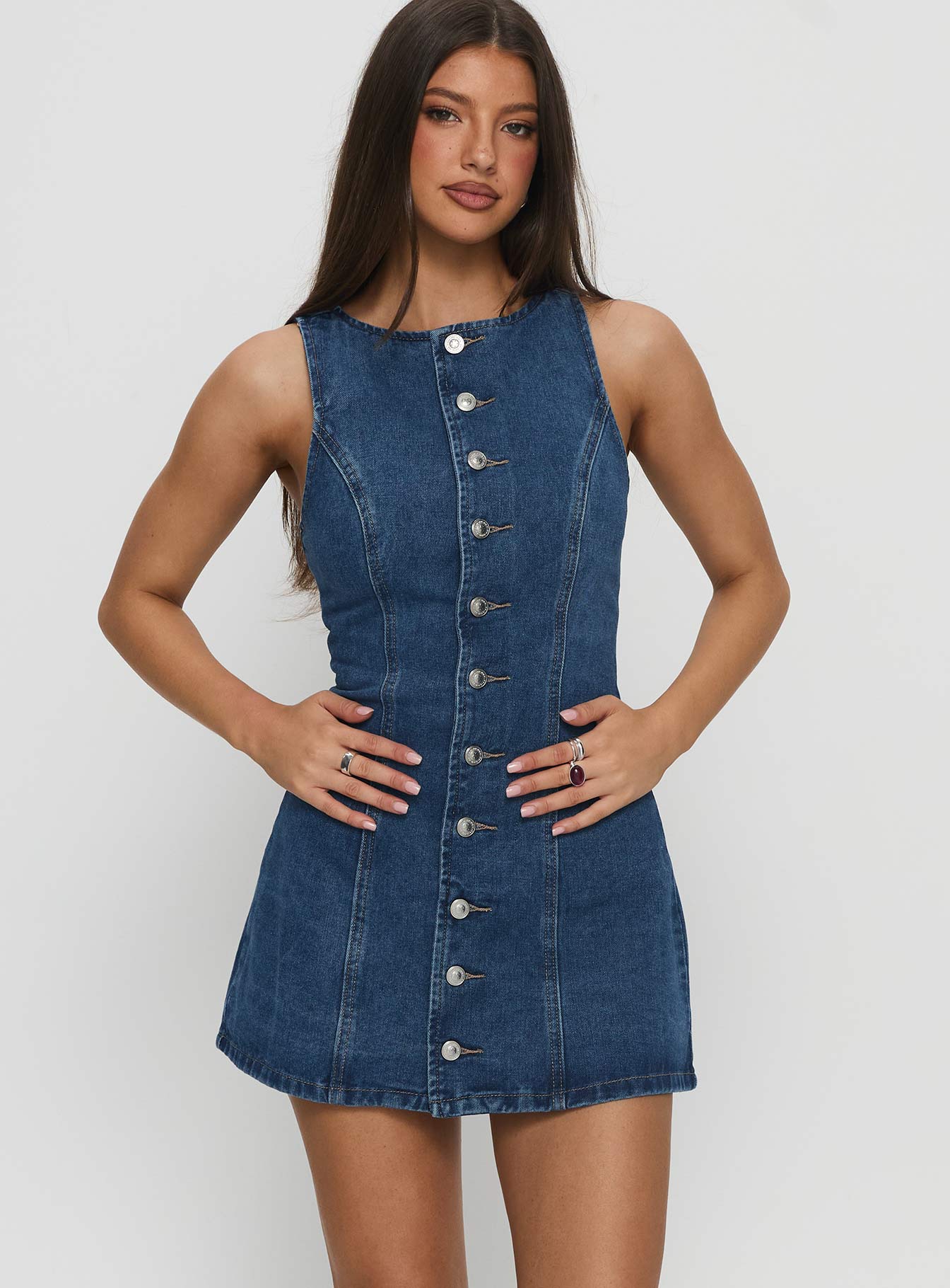 Yumiko Denim Romper Mid Wash