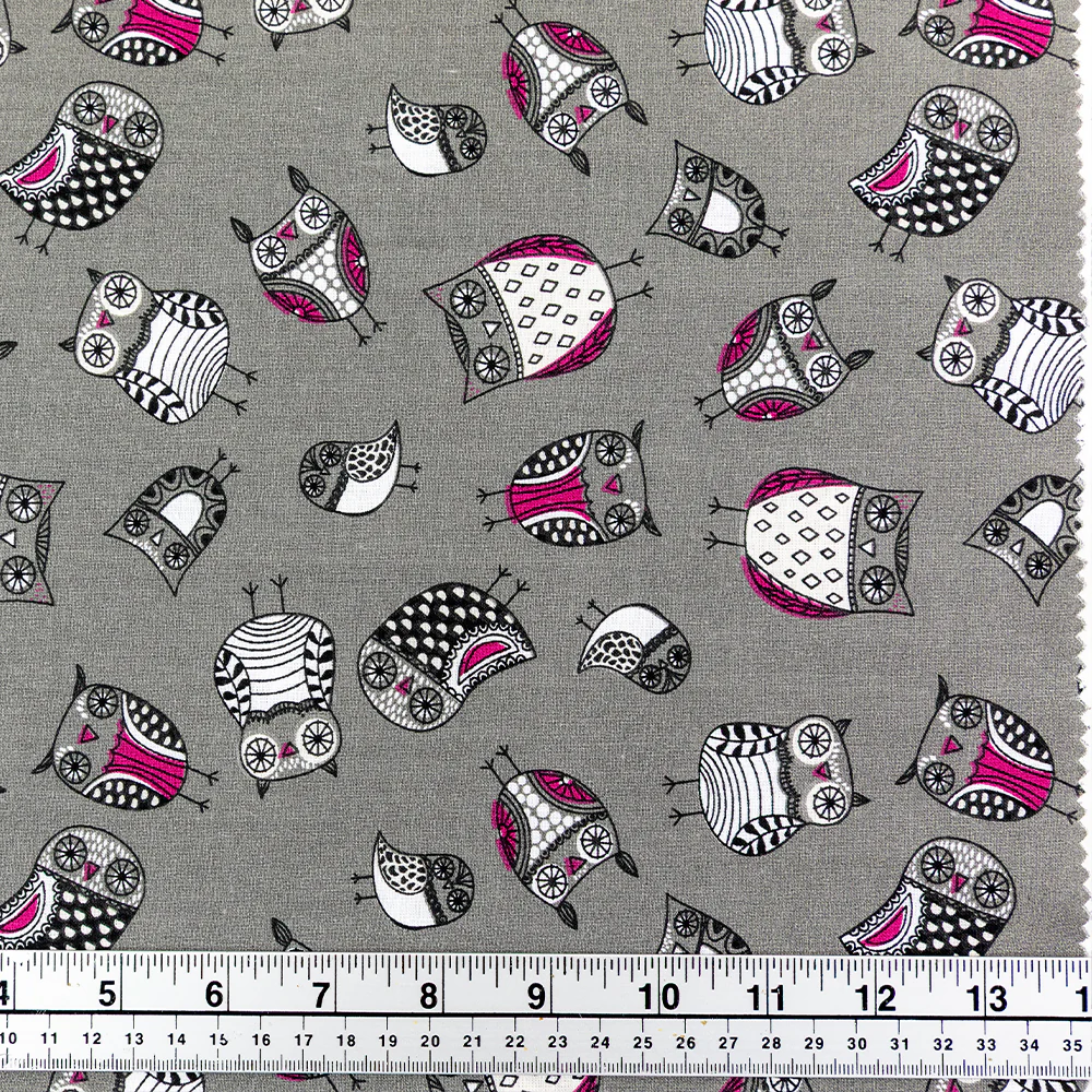 Print Craft & Quilting Fabric, Owls- Width 110cm