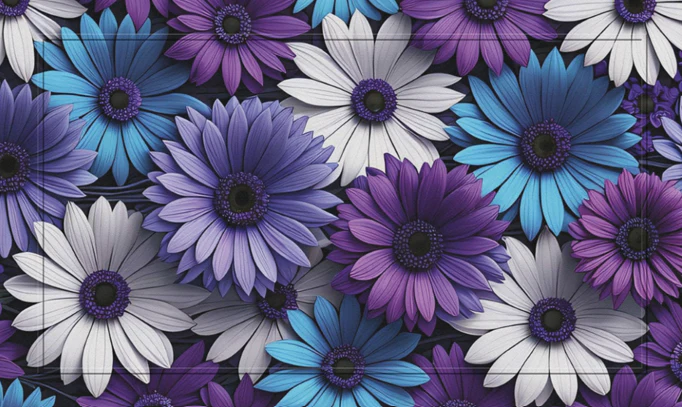 Novus Digital Print Door Mat, Purple Flowers- 45x75cm