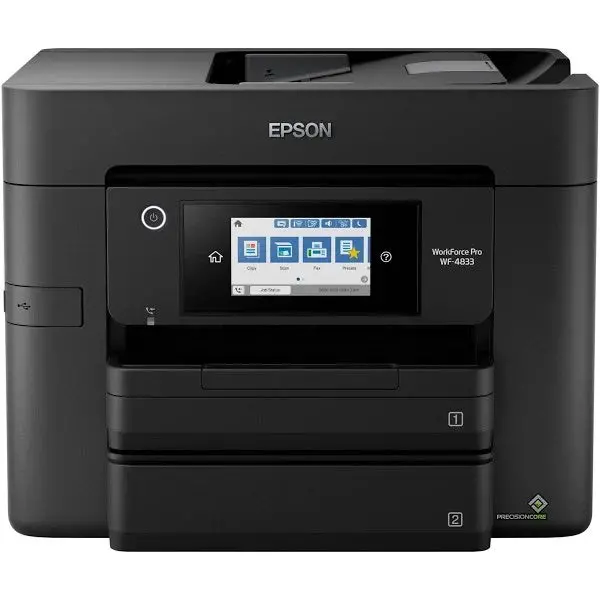 Epson WorkForce Pro WF-4833 Wielofunkcyjna kolorowa drukarka atramentowa – skaner, kopiarka, faks, kolor czarny