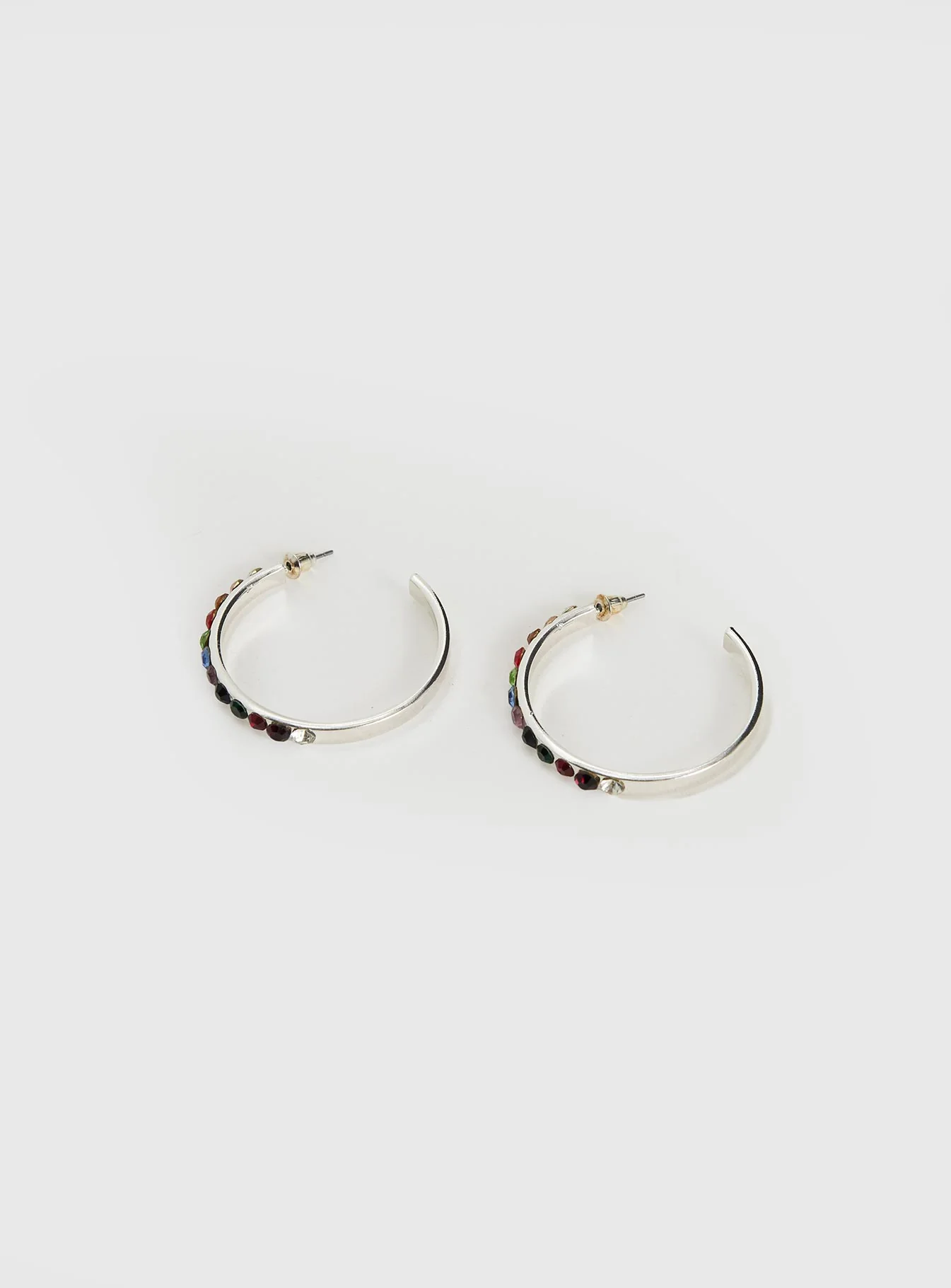 Leanah Gemstone Hoop Earrings Silver