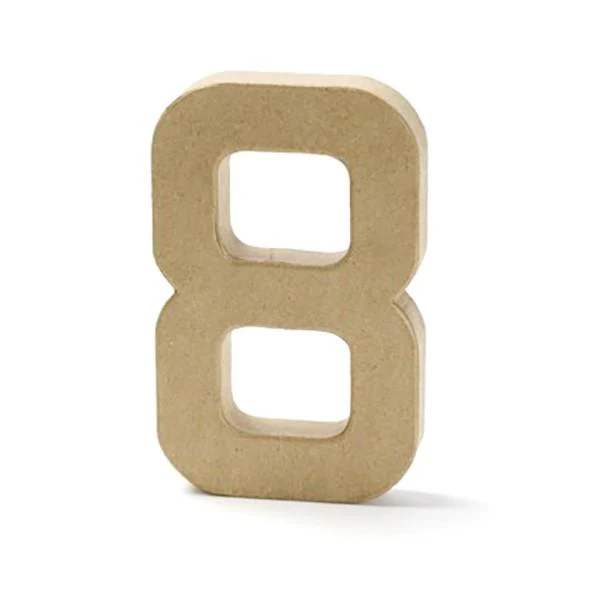 Makr Paper Mache, Small Numeral 8- 4 inch