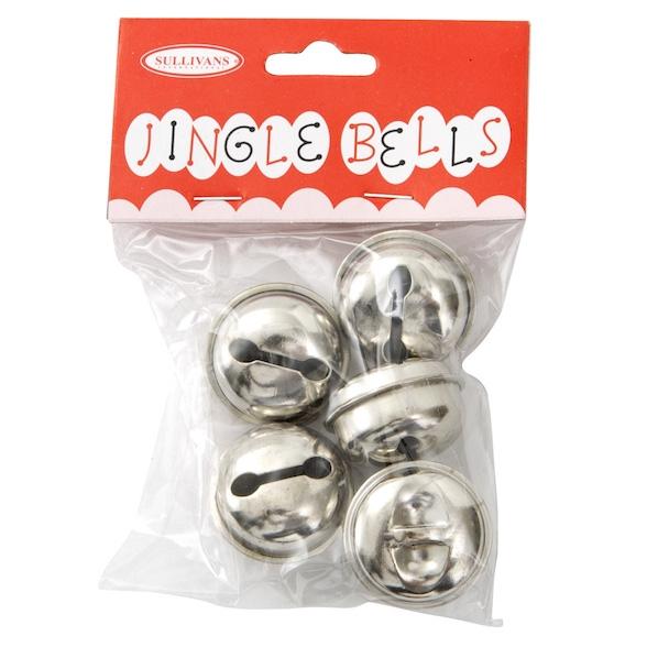 Sullivans Jingle Bells, Silver 25mm- 5pc