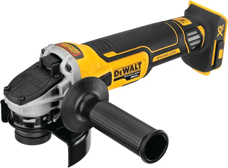 Szlifierka kątowa 20 V MAX XR 4,5 cala – ulepszone narzędzie bezpieczeństwa z hamulcem sprężynowym i przełącznikiem suwakowym