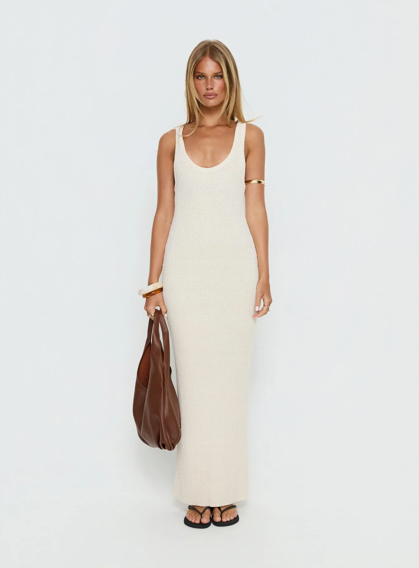 Imirisa Scoop Knit Maxi Dress Cream