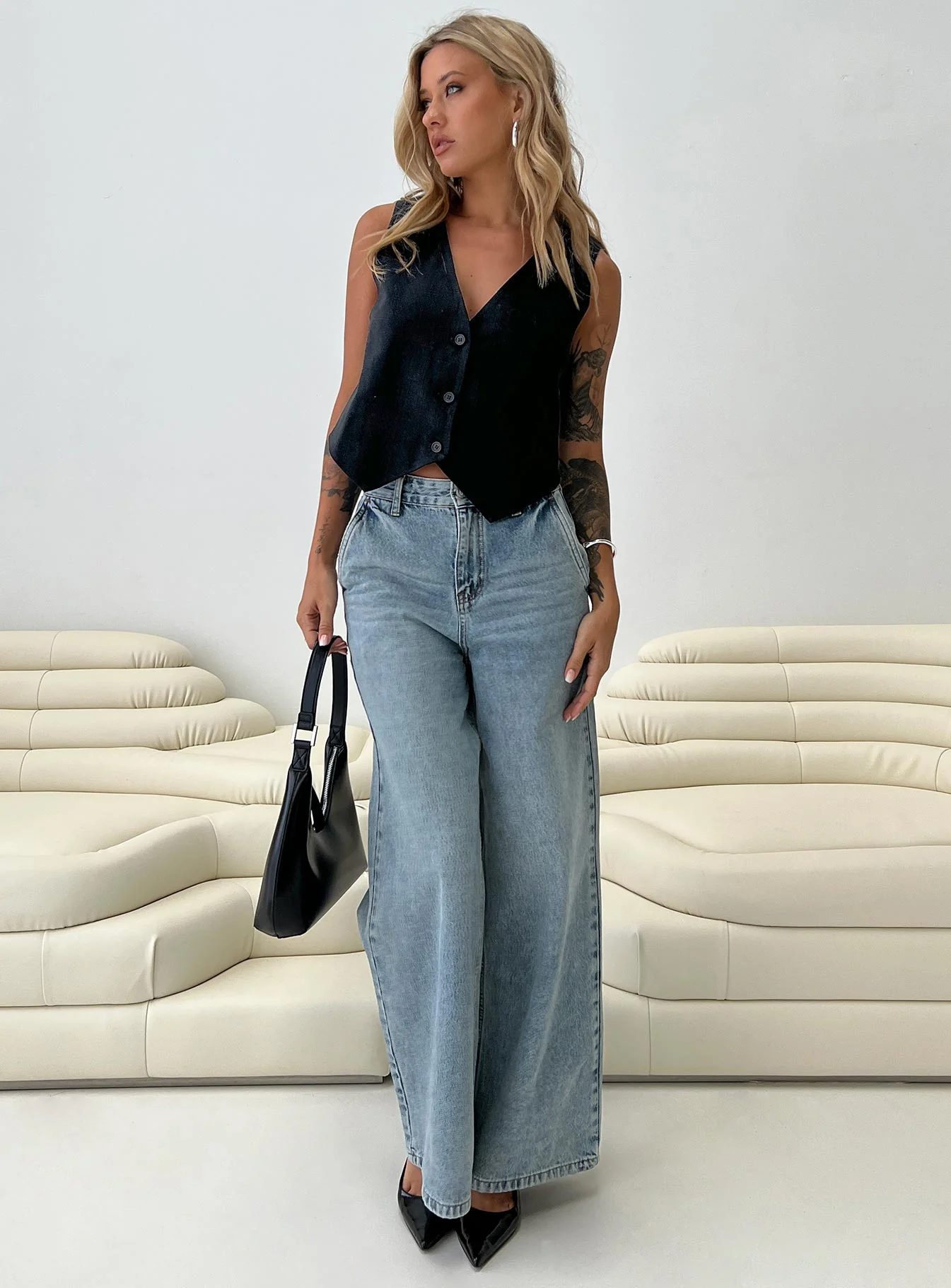 Jewelz High Rise Wide Leg Jeans Light Wash