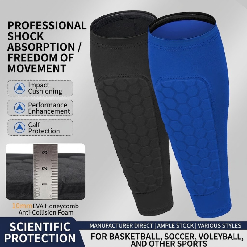 Honeycomb Compression Leg Sleeves Protective Impact Resistant Shin Protector Anti-Fall Padded Calf Sleeves Honeycomb Shin Guards