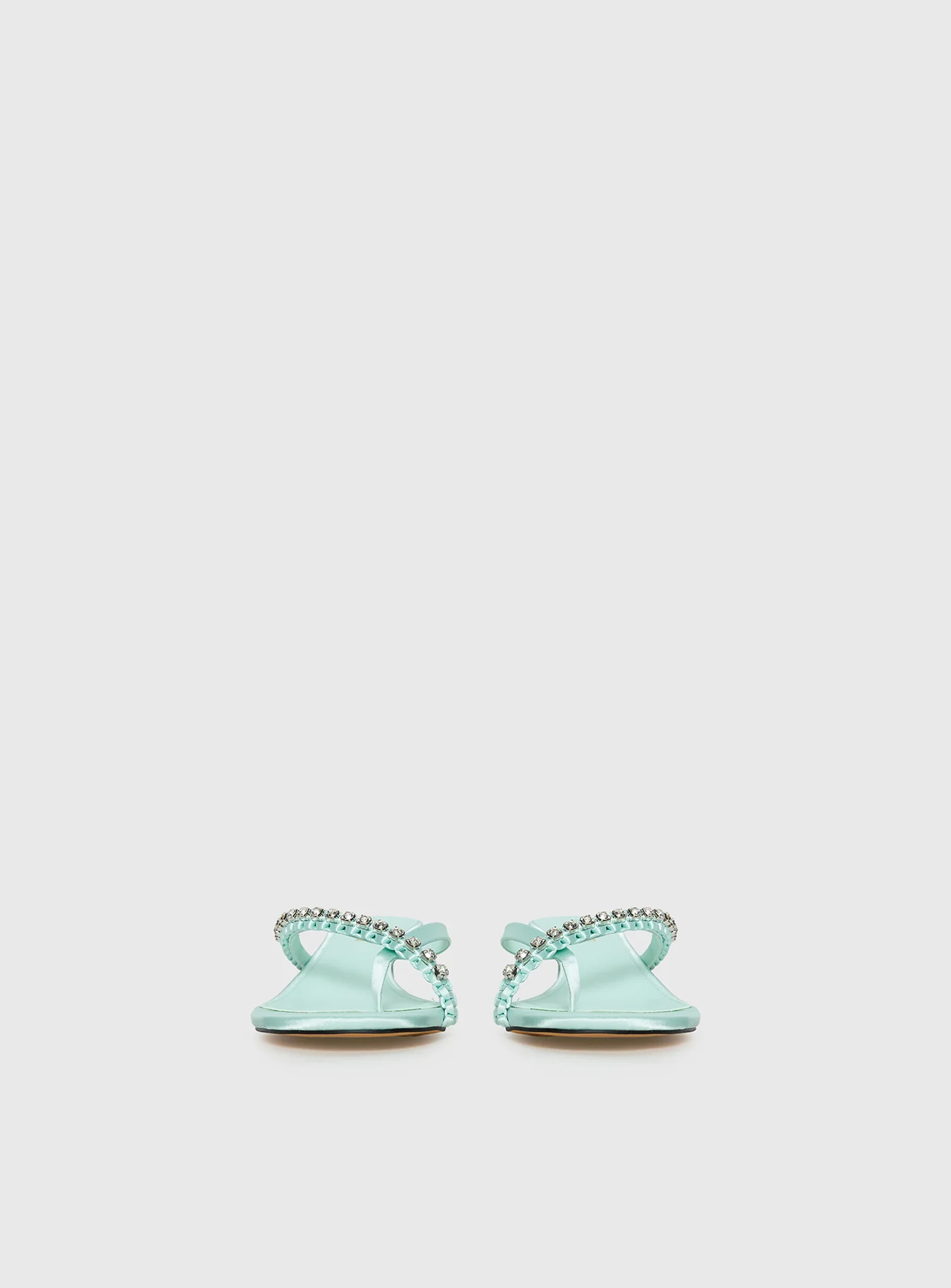 Little Italy Diamante Detail Thong Heels Aqua