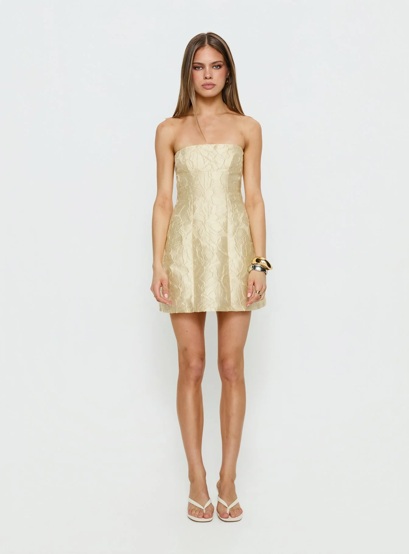 Cross Your Heart Strapless Mini Dress Lemon