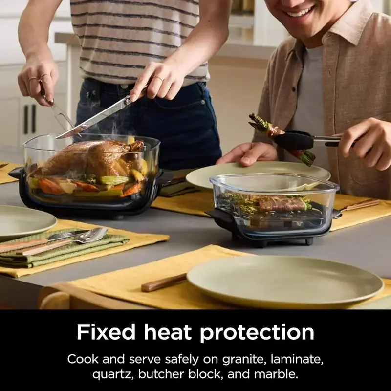 Ninja Crispi 4 w 1 Szklana frytkownica powietrzna – 4 QT System gotowania TempWare z wielofunkcyjnymi możliwościami