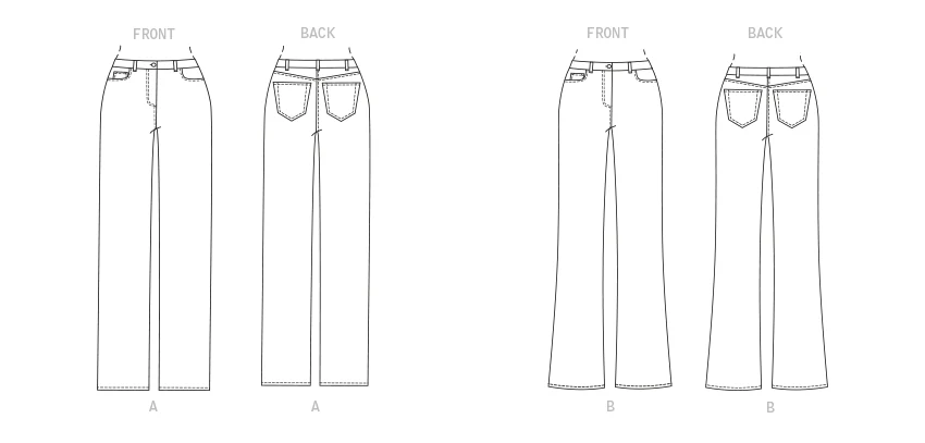 Butterick Pattern B6840 Misses'  &  Women's Straight-Leg or Boot Cut Jeans