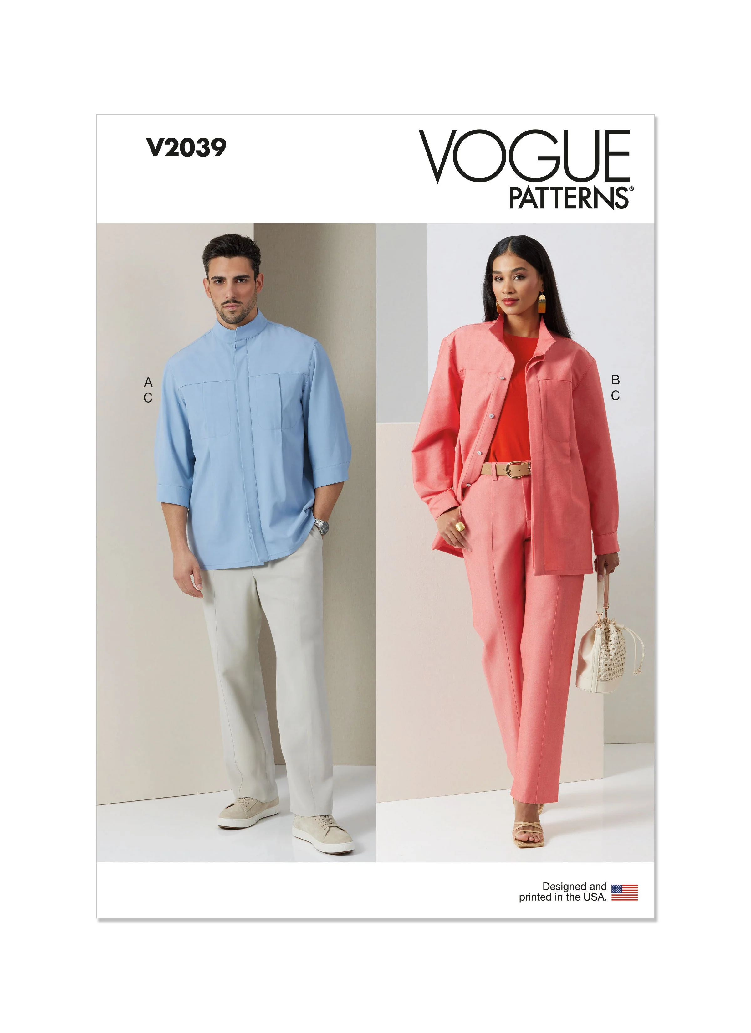 Vogue Pattern V2039 Unisex Shirt and Pants