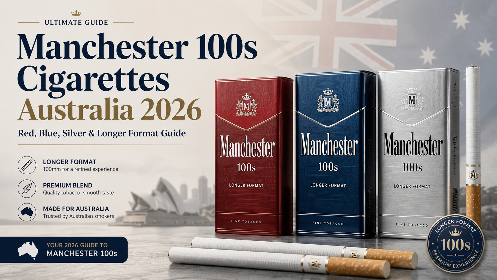 Manchester 100s Cigarettes Australia: Red, Blue, Silver & Longer Format Guide