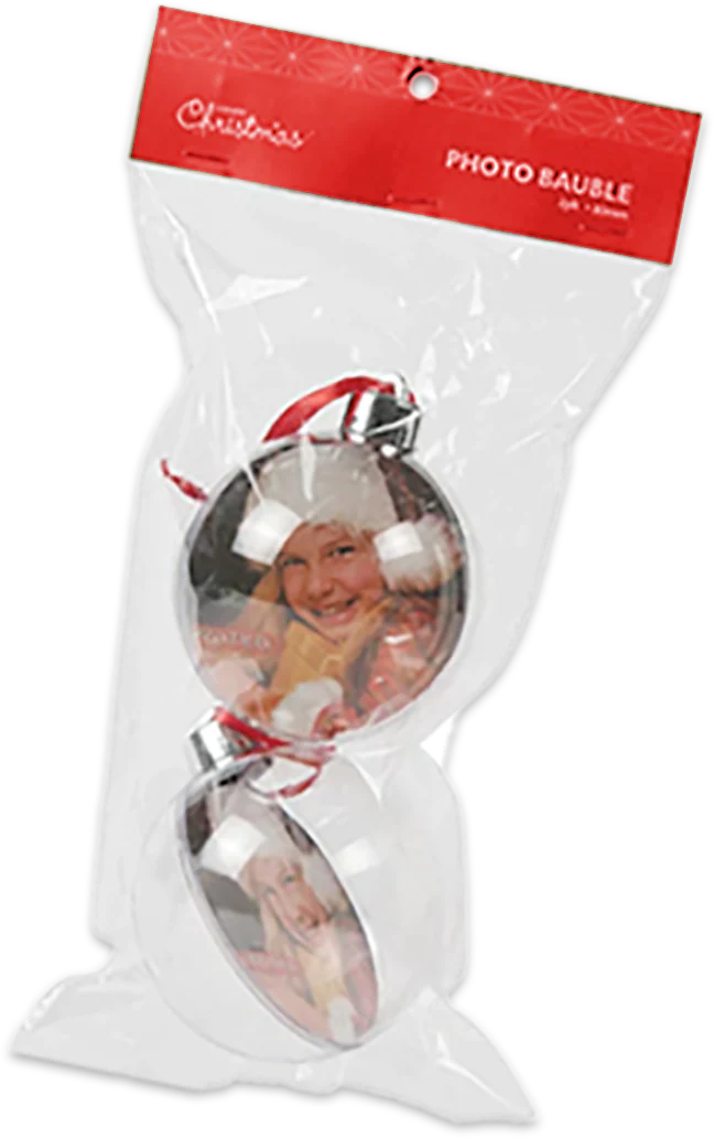 80mm DIY Christmas Balls, Photo Baubles- 2pk