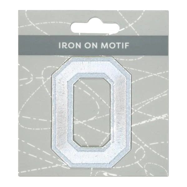 Sullivans Iron On Motif, White O- 75mm