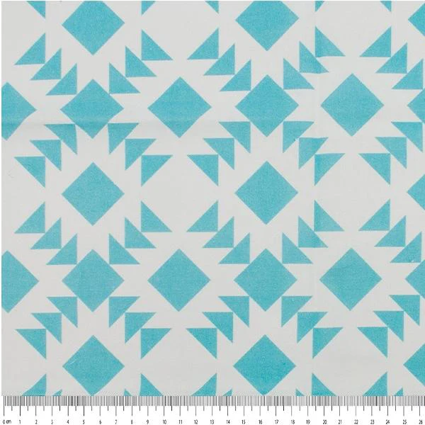 Craft Prints Fabric, Aqua Aztec- Width 112cm