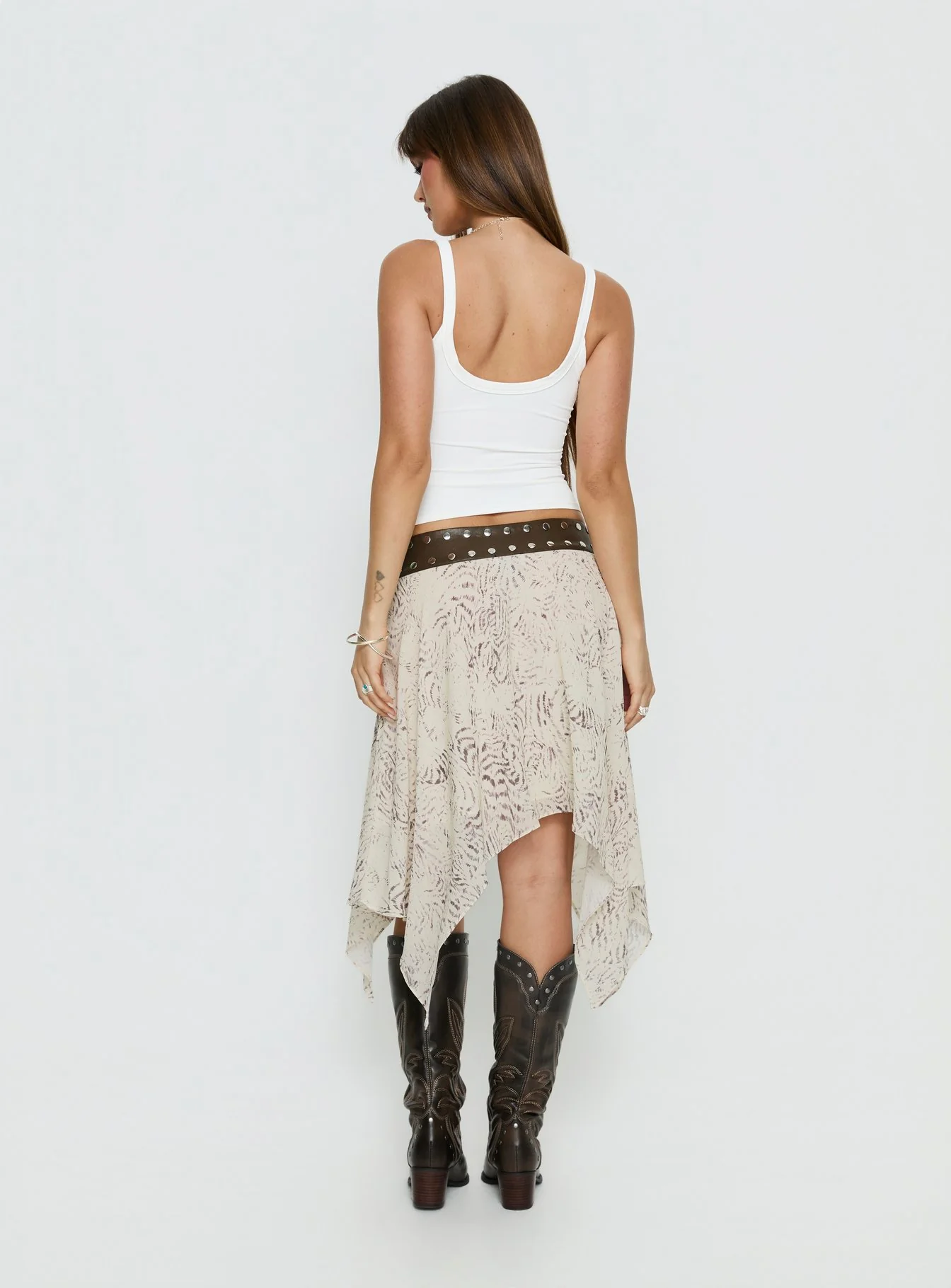 Dark Mirage Asymmetrical Midi Skirt Multi